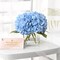 Luxury PU Fake Flowers in Vase with Faux Water, Blue Real Touch Hydrangea Artificial Flowers with Glass Vase for Office Home Dining Room Centerpiece Table Decorations